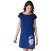 Lovable Camicia da Notte con Collo a Barchetta Donna, Blu, XL