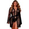 comeondear Lingerie Sexydonna Hot Kimono Sexy Vestaglia con Perizoma Taglie Forti Camicia da Notte in Pizzo Hot Intimo Aperto Babydoll Scollo a V Pigiama Trasparente Completo Intimo Bianco,M-L