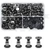JINTANG 90 set di viti Chicago,M5×5mm Rivetti a Vite, kit di viti Chicago Phillips, rivetto in metallo Chicago Button, per cintura in pelle fai da te cintura decorazione rilegatura(nero brillante)