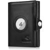 KLOMORE Airtag Portafoglio da uomo in pelle piccolo (Airtag non incluso) Slim Wallet con scomparto per monete, protezione RFID, porta carte di credito, Nero