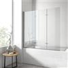 EMKE Parete vasca da bagno pieghevole 120 x 140 cm, 3 pannelli girevoli, vetro vasca da bagno in vetro di sicurezza da 6 mm, oscillazione di 180°, Telaio cromato stile industriale, nano-rivestito