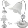 MAKA change your life quality MAKA Lampada da Tavolo Vintage E14 (lampadina non inclusa) Luce Comodino Scrivania in Metallo Spazzolato Foglie Paralume in Vetro Lavorate Artigianalmente Soggiorno Camera Letto Ufficio (Shabby)