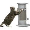 PawHut Albero Tiragraffi per Gatti Fino a 5kg con 2 Palline, Tappetino in Sisal e Rivestimento in Peluche, 34x25.5x58cm, Grigio