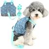 Zunea Set di pettorina e guinzaglio per cani di piccola taglia in denim con fiocco carino per cuccioli di piccola taglia, pettorina anti-trazione a prova di fuga, con anello a D, morbido, giocattolo