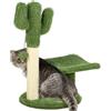 PawHut Albero per Gatti a forma di Cactus con Tiragraffi, Pallina da Gioco e Piattaforma, Torre per Gatti in Truciolato e Ciniglia, 35x31x55.5 cm, Verde e Bianco