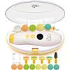Royal Angels Tagliaunghie Elettrico Ricaricabile 22 in 1, Lima Unghie Neonati con Schermo LCD, Custodia, 13 Ricambi, 4 Velocità e Luce LED, Kit Manicure (Ricaricabile, Mango)