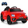 RELAX4LIFE 12V Macchina Volkswagen Elettrica per Bambini con Telecomando 2,4G, 5 km/h, Luci, Musica, Slot USB, Clacson, 2 Portiere Apribili, 3-8 Anni, Carico 30 KG, Cintura di Sicurezza, ROSSO