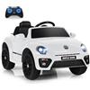 RELAX4LIFE 12V Macchina Volkswagen Elettrica per Bambini con Telecomando 2,4G, 5 km/h, Luci, Musica, Slot USB, Clacson, 2 Portiere Apribili, 3-8 Anni, Carico 30 KG, Cintura di Sicurezza, Rosa, BIANCO