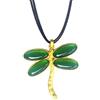 ASTER ALHELÍ Ciondolo da Donna a Forma di Libellula in Zama d'oro e Resina Rossa - Collana Lunga Regolabile di Colore Marrone con Charm Protettivo - Talismano Portafortuna Perfetto da Regalare (Verde)