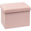 Bonlife Pouf a Cubo con Vano Portaoggetti,Pieghevole, con Coperchio, In Velluto,42X32X32cm,Rosa