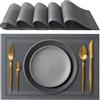 IPEA Tovagliette Americane Eleganti 45 x 30 cm per Cena, Pranzo, Colazione - 6 Unità - Tovaglietta Lavabile, Resistente al Calore, Antiscivolo, Antimacchia per Tavolo della Cucina e Sala - Grigio