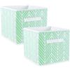 DII, contenitori pieghevoli in tessuto per camerette, uffici, armadi, arredamento, necessità di organizzazione e conservazione, (L - 27,9 x 27,9 x 27,9 cm), motivo a spina di pesce, set di 2, Mint, large