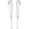 SLUYNZ Orecchini a polsino in argento Sterling 925 senza buco per donne, orecchini con perle e nappe, clip sull'orecchio, Argento sterling, Nessuna pietra preziosa