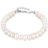 SILBERTALE Bracciale da donna con perle d'acqua dolce, 5 - 6 mm, in argento Sterling 925, lunghezza regolabile, 16 + 3 cm/19 + 3 cm, 19+3CM