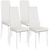 buybyroom set 4 sedie sala da pranzo, sedie moderne cucina con gamba in metallo sedie da soggiorno sedie sala da pranzo imbottite,41x42x98cm, bianco