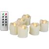 Erosway Candele elettriche, realistiche, luminose e sfarfallanti a batteria, 200 ore di utilizzo non stop con timer a 2/4/6/8 ore e telecomando, set di 6 candele LED