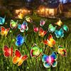 TZEKING Luci Solari da Giardino, 2 Pezzi 14 LED Lampade Solari Farfalla, IP65 Impermeabili Esterno, Luce Solare Che Cambia Colore