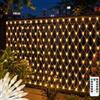 CORST Luci da giardino a rete, 1,5 x 1,5 m, 100 LED a forma di diamante, impermeabili IP44, alimentate a batteria, 8 modalità di illuminazione, telecomando, per esterni e interni