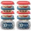 NEEZ Set Contenitori Per Alimenti (10 Pezzi) 500 ml, Piccoli Contenitore Cibo, Trasparente Box, Ermetici Coperchio, Frigo & Microonde Sicuro, Plastica Food Container, Mix Color