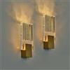 KRUIHAN Coppia Applique LED da Parete in Rame Dorato e Cristallo K9 - Illuminazione Simmetrica Sopra Letto o Divano - 3 Temperature Luce - 2 Pezzi (Piccola 28x11 cm)