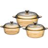 Visions Set di 6 pentole Versa in vetro Pyroceram con coperchi in vetro, 1,25 l, 2,25 l, 3,25 l, marrone