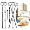 Anyasen Asta in Metallo Etagère da 2 a 3 a Castello Alzata per Torta Nuziale Torte Stand Supporto per Torte Ovale (Argento, 5 Pezzi)