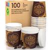 Baciato Caffè 100 Bicchierini in Carta per caffè 65ml ASPORTO PubCUP con COPERCHIO in carta Bicchieri Ecologici Biodegradabili Monouso Piccoli Asporto Bevande Calde + 100 coperchi