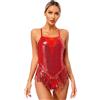 Freebily Abiti da Ballo Donna Body da Danza Latino Americano Senza Maniche con Paillettes Nappa Vestiti Leotards Frange Lustrino Classica Ballerina Jazz Samba Rumba Salsa Rosso M