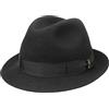 Borsalino Cappello Marengo Fedora Donna/Uomo - Made in Italy Feltro di Pelo Trilby con Nastro Grosgrain Estate/Inverno - 58 cm Nero