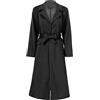 YiZYiF Donna Giacca A Vento Di Media Lunghezza Cappotto Lungo Monocromatico Di Lana Con Rever Outwearcon Cintura Nero S