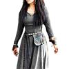 WEITING Abito da donna a maniche lunghe maxi vestaglia vintage fata elfica rinascimentale celtico vichingo gotico abbigliamento fantasy abito da ballo - 3 grigio scuro, S