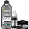 Garnier Kit SkinActive Acqua Micellare Gel Purificante, Siero AHA+BHA Anti-Imperfezioni, e Air Cream AHA+BHA Crema Opacizzante con Carbone, Pelle Purificata e Uniforme, 400 ml + 30 ml + 50 ml