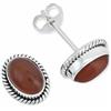 mantraroma orecchini a bottone in argento 925 con corniola arancione e pietra preziosa rossa, orecchini in vero argento sterling da donna, regalo
