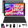 PIXPEAK Tablet 10 pollici 4G lte e 5G WiFi, Android 14.0 Octa-Core 2.0GHz, 36GB RAM, 128GB ROM (1TB TF), INCELL 1920 * 1200, 13MP+8MP, Tablet in offerta con Tastiera etc, GPS/Bluetooth, Grigio