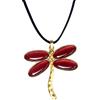 ASTER ALHELÍ Ciondolo da Donna a Forma di Libellula in Zama d'oro e Resina Rossa - Collana Lunga Regolabile di Colore Marrone con Charm Protettivo - Talismano Portafortuna Perfetto da Regalare (Rosso)