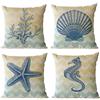 Gspirit 4 Pack Spiaggia Mare Tema Cotone Biancheria Cuscino Decorativo Caso Federa per Cuscino 45x45 cm, Regalo Divertente