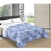 Tata Home Copriletto trapuntino primaverile estivo letto singolo 170x260 cm Trapunta Leggera e Traspirante Disegno Quadri Geometrici Made in Italy Mod. Cubic Blu Azzurro
