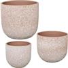 DRW Set di 3 vasi in ceramica in rosa chiaro 20 x 20 x 18 cm