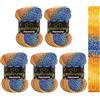 Wollbiene 5 gomitoli di lana Harmony Batik, da 100 g, con sfumatura, 30% cotone, multicolore, per tutto l'anno (8040 blu, arancione)
