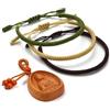 LUCKY BUDDHIST 3 Bracciali Tibetani Buddisti Regolabili - Bracciali in Corda Intrecciata per Uomo e Donna - Include Portachiavi Buddha in Legno