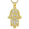 Aniu Collana Mano di Fatima Oro per Donna Ciondolo Mano di Hamsa Argento 925 Collana con Ciondolo Mano di Fatima e Occhio Oro Gioielli Mano di Fatima per Donne