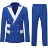 Allthemen Abito da Uomo 2 Pezzi Doppiopetto Tinta Unita Completo Business Formale Slim Fit Suit Elegante Blu XXL