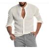Genérico Camicia Uomo Camicia di Lino Camicia Estiva Camicia da Spiaggia Nero Bianco Rosa Manica Lunga Tinta unita Collo Hawaiano Festive Abbigliamento, bianco, S