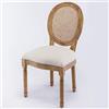 HAINEW Louis - Set di 4 sedie da pranzo con schienale in rattan, con schienale rotondo, con gambe in legno massiccio, seduta imbottita in lino, colore: crema