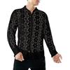 Crongless Camicia da uomo trasparente con fiori, in pizzo, a maniche lunghe, per il tempo libero, da uomo, per feste, Nero , L