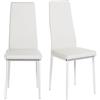 buybyroom set 2 sedie sala da pranzo, sedie moderne cucina con gamba in metallo sedie da soggiorno sedie sala da pranzo imbottite,41x42x98cm, bianco