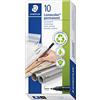 STAEDTLER Lumocolor 318 Penne permanenti - nero, set da 10, 0,6 mm | Inchiostro impermeabile anti-sbavatura a punta fine, asciuga in fretta per mancini, DRY SAFE - Art.-Nr. 318-9