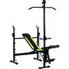 HOMCOM Panca Multifunzione Stazione Fitness con Schienale Regolabile su 3 Livelli, Supporto Gambe e Barra Superiore, 175x110x202cm, Nero