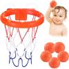 Luxfizz Giocattolo da bagno per neonati : 5 palline senza fori+canestro da basket con ventosa forte.Giocattoli da bagno per ragazzi o ragazze dai 3-6 anni.Set di giocattoli per soggiorno,bagno,camera da letto
