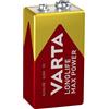 VARTA Longlife Max Power blocco da 9V Batterie 6LR61 (pacco da 1) Batteria alcaline blocco E - Made in Germany - Ideali per rilevatori antincendio, rilevatori di fumo, accordatori